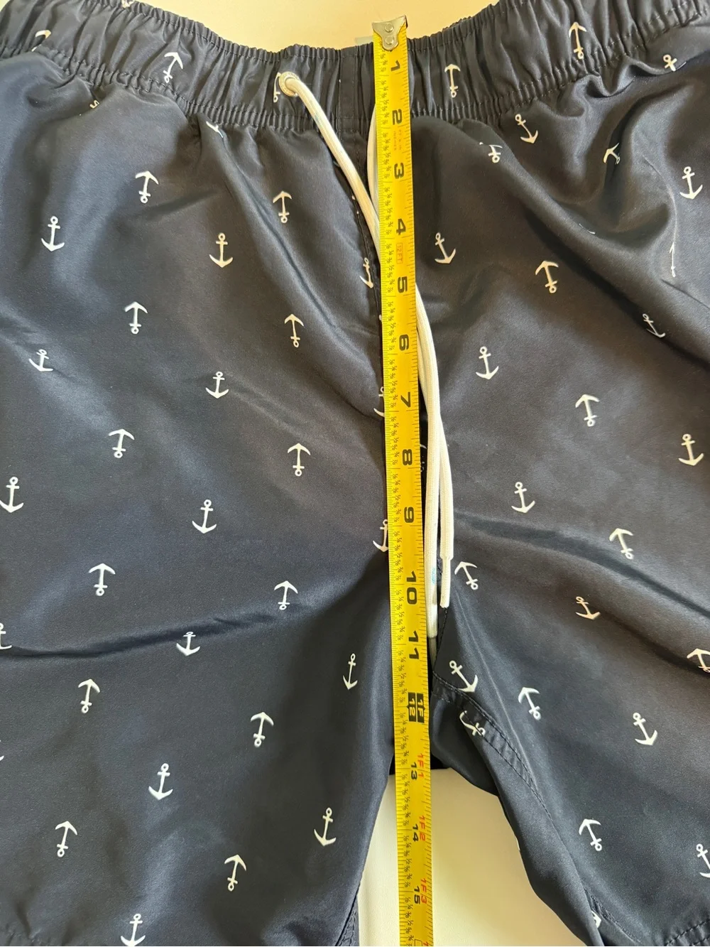 Nautica Navy Swim Trunks with White Anchor Print